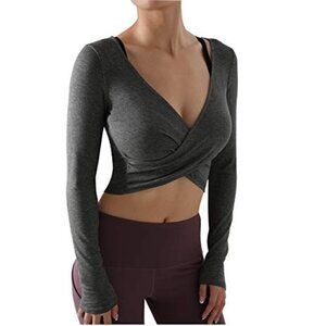 Ododos Slim Fitted Cross Wrap CropTop Size M